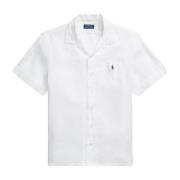 Witte Classic Fit Linnen Camp Shirt Ralph Lauren , White , Heren