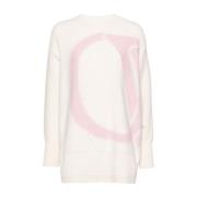 Natuurlijk Logo Maxi Roze Trui Off White , White , Dames