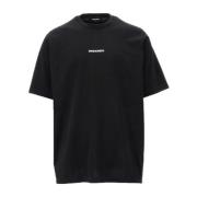 Zwarte Katoenen T-shirt - Korte Mouw Dsquared2 , Black , Heren