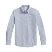 Blauw Regular Fit Oxford Katoenen Vrijdag Sportshirt met Polo Knoop-Do...