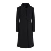 Zwarte jas met afneembare sjaalkraag Emporio Armani , Black , Dames