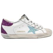 Superstar White Skyblue Star Purple Glitter Golden Goose , White , Dam...