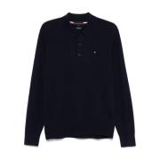 Blauwe Gebreide Poloshirt Geborduurd Logo Tommy Hilfiger , Blue , Here...