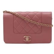 Pre-owned Leather chanel-bags Chanel Vintage , Pink , Dames