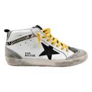 Mid Star Sneakers Wit Grijs Geel Golden Goose , Multicolor , Dames