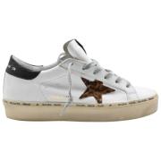 Witte Luipaard en Zwarte Sneakers Golden Goose , White , Dames