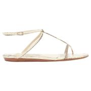 Pre-owned Leather flats Jimmy Choo Pre-owned , Beige , Dames