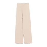 Beige Gebreide Broek met Geborduurd Logo MC2 Saint Barth , Beige , Dam...