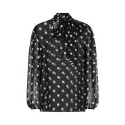 Zwarte gestippelde blouse Dolce & Gabbana , Black , Dames