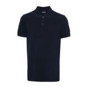 Blauw Poloshirt Geborduurd Logo Tom Ford , Blue , Heren