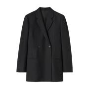 Oversized Double-Breasted Blazer TotêMe , Black , Dames