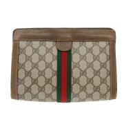 Pre-owned Leather clutches Gucci Vintage , Beige , Dames