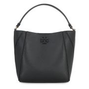 Korrelig leren emmer tas met haak-en-oog sluiting Tory Burch , Black ,...