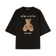 Slogan Print Bear Motif T-shirts Palm Angels , Black , Heren