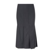 Donkergrijze gestreepte geplooide midi-rok Ganni , Gray , Dames