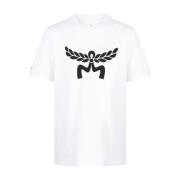 Logo Print Crew Neck T-shirts MCM , White , Heren