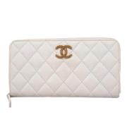 Pre-owned Leather wallets Chanel Vintage , White , Dames