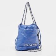 Pre-owned Leather chanel-bags Chanel Vintage , Blue , Dames