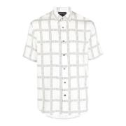 Korte Mouw Lyocell Shirt met Logo Emporio Armani , White , Heren