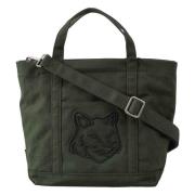 Fox Head Kleine Tote Tas Maison Kitsuné , Green , Dames