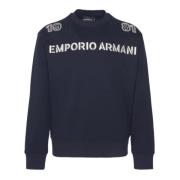 Navy Katoenen Sweatshirt met Geborduurd Logo Emporio Armani , Blue , H...