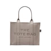 Gestructureerde leren shopper tas met logo Marc Jacobs , Gray , Dames