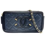 Pre-owned Leather chanel-bags Chanel Vintage , Blue , Dames