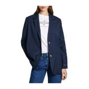 Blauwe Dori Dames Blazer Gestreept Pepe Jeans , Blue , Dames