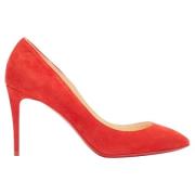 Pre-owned Suede heels Christian Louboutin Pre-owned , Red , Dames