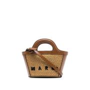 Geborduurd Logo Raffia Handtas Marni , Brown , Dames