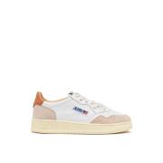 Witte leren sneakers met beige suède accenten Autry , White , Heren