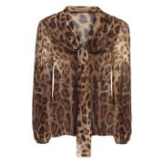 Luipaardprint Chiffon Blouse Dolce & Gabbana , Brown , Dames