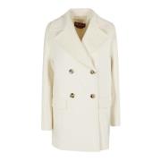 Witte Kent Jas met Brede Revers Max Mara Studio , White , Dames