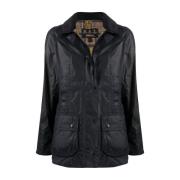 Navy Blue Gewaxte Jas Barbour , Blue , Dames