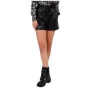 Elegante Leren Bermuda Shorts NAF NAF , Black , Dames