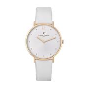 Wit Dames Leren Analoog Horloge Pierre Cardin , White , Dames