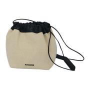 Crèmekleurige Linnen Dumpling Bucket Tas Jil Sander , Beige , Dames