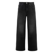 Katoenen Wide-leg Jeans met Metalen Details TotêMe , Black , Dames