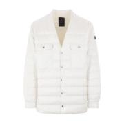 Witte Nylon V-hals Jas Rick Owens Moncler , White , Heren