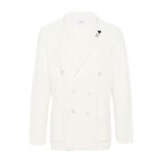 Witte Wol Dubbel-Borst Jas Lardini , White , Heren