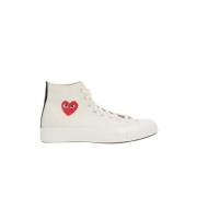 Hartprint High-Top Canvas Sneakers Comme des Garçons Play , White , He...