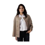 Leren trenchcoat met dubbele rij knopen Alter Ego , Brown , Dames