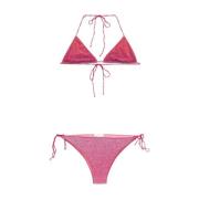 Roze Lurex Driehoek Bikini Set Oseree , Pink , Dames