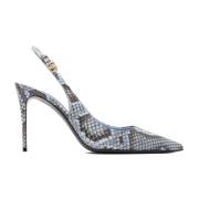 Slangenprint Slingback Lichtblauw Dolce & Gabbana , Multicolor , Dames