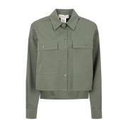 Khaki katoenen crop shirt met klassieke kraag Max Mara Weekend , Green...