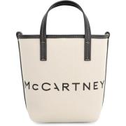 Canvas tote tas met kunstleer Stella McCartney , Beige , Dames