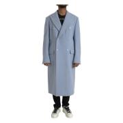 Blauwe Dubbelrijige Trenchcoat Jas Dolce & Gabbana , Blue , Heren