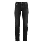 Slim Fit Jeans met Metalen Details Dolce & Gabbana , Gray , Heren