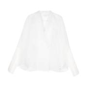 Zijden Organza Wit Overhemd Genny , White , Dames