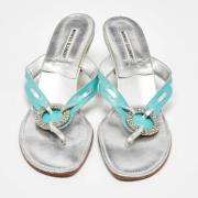 Pre-owned Leather sandals Manolo Blahnik Pre-owned , Blue , Dames